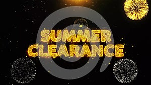 Summer Clearance Text on Firework Display Explosion Particles.