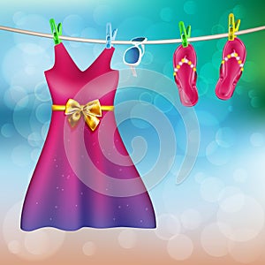 Summer clothes drying outdoor