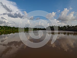 Summer cloudscape over Eco Pond in Everglades National Park, Florida.
