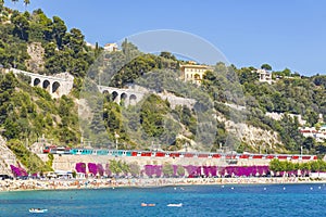 Summer coastline in Villefranche-sur-Mer, City of Nice, France