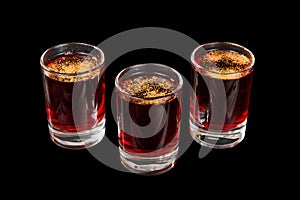 Summer cocktail on isolated black background