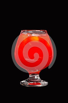 Summer cocktail on isolated black background