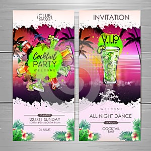 Summer Cocktail party poster design. Cocktail menu