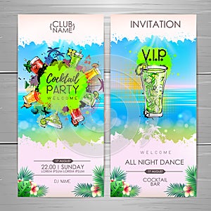 Summer Cocktail party poster design. Cocktail menu