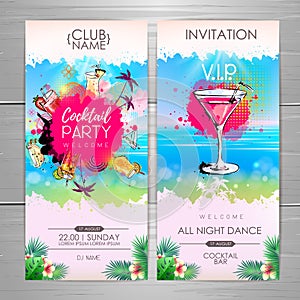 Summer Cocktail party poster design. Cocktail menu photo