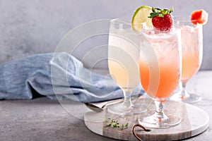 Summer cocktails or mocktails with herbs and fruit