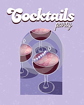 Summer cocktails party banner invitation flyer card template vector illustration