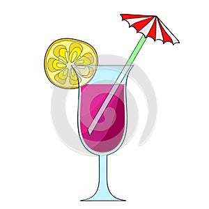 Summer coctail glass for beach party on white, stock vector illu