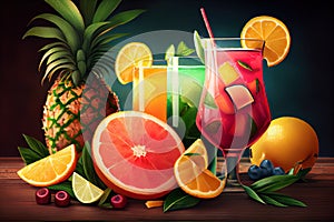Summer coctails by the sea, ai generated