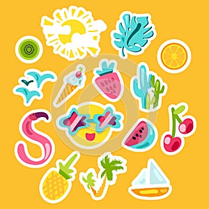 Summer color vector stickers set