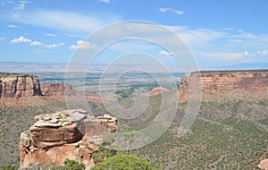 Summer in Colorado Natl Monument: Monument Canyon, Colorado River, Grand Valley & Book Cliffs From Grand View Along Rim Rock Drive