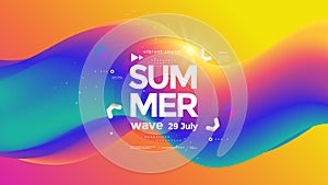 Summer colorful bright wave poster