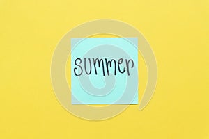 Summer Colorful sticky notes on a free yellow background space