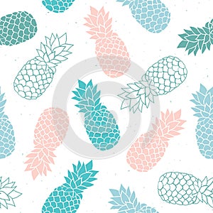 Summer colorful tropical textile print with pineapples