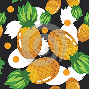 Summer Colorfull Fresh Pineapple Fruit Seamless Pattern