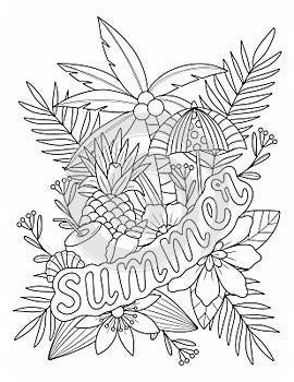 Summer Coloring Page For Adult