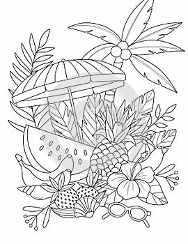 Summer Coloring Page For Adult