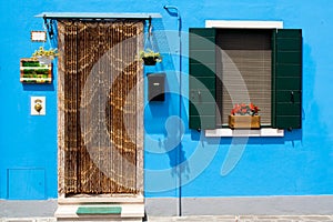 summer colourful house with door and window