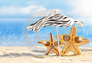 Summer concept with funny starfish