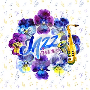 Summer concert Jazz and Blues music festival. Poster background template.