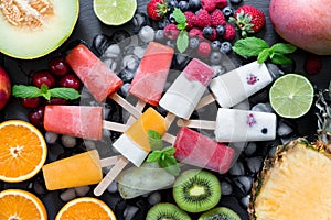 Summer coolness of ice cream and sorbet cones.