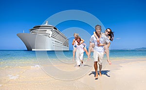 Summer Couple Island Beach Cruise Ship Concept