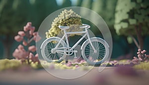 Summer cycling adventure through nature beauty, a floral bouquet backdrop generated by AI