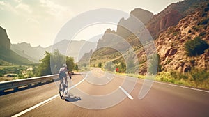 Summer cycling on mountain highways with nature views.