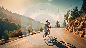 Summer cycling on mountain highways with nature views.