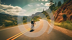 Summer cycling on mountain highways with nature views.