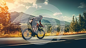 Summer cycling on mountain highways with nature views.