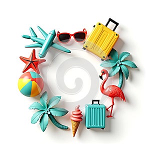 Summer 3d realistic render icon set