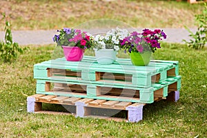 Summer dacha table made with your own hands. Decoration for the country. Summer season