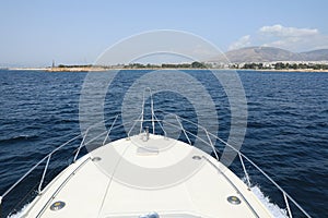 Summer day the end of the trip on the yacht coming back to Athens, Glyfada port, Greece.