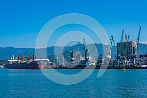 Summer day at the industrial port of Batumi, Georgia