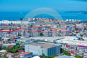 Summer day at the industrial port of Batumi, Georgia