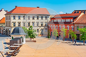 Summer day on a square in the historical center of Ptuj, Sloveni
