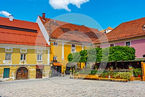 Summer day on a square in the historical center of Ptuj, Sloveni