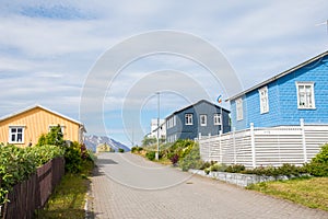 Summer day in village of Hrisey in Iceland