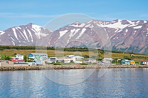 Summer day in village of Hrisey in Iceland