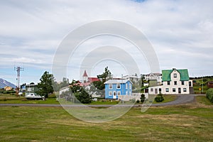 Summer day in village of Hrisey in Iceland