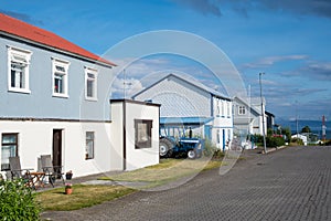 Summer day in village of Hrisey in Iceland