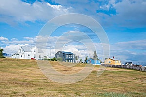 Summer day in village of Hrisey in Iceland