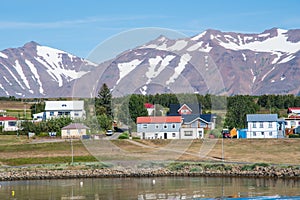 Summer day in village of Hrisey in Iceland