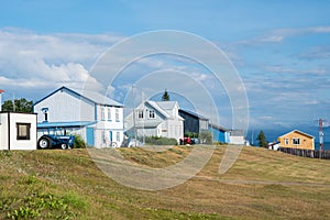 Summer day in village of Hrisey in Iceland