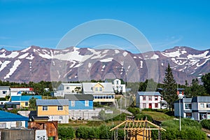 Summer day in village of Hrisey in Iceland