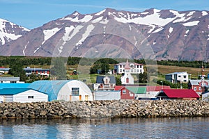 Summer day in village of Hrisey in Iceland