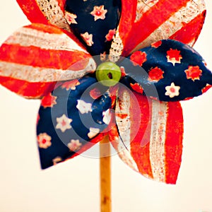 Summer decoration pinwheel American flag with green apple. AI Image