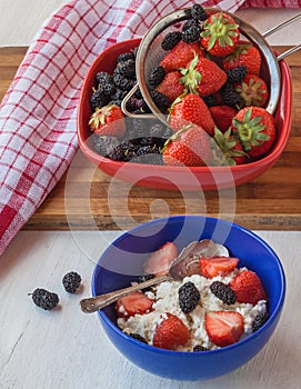 Summer dessert of strawberries with cream cheese