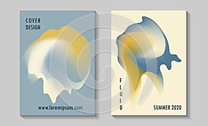 Summer disco party posters, colorful fluid liquid melting shapes.